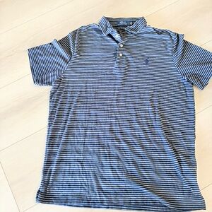 Polo Ralph Lauren Performance Classic Fit Blue Striped Polo Shirt Large Mens